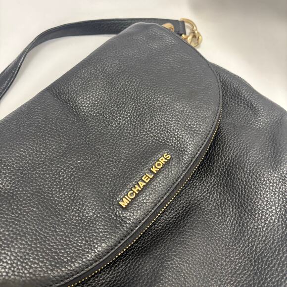 Michael Kors Bedford Tassel Satchel Bag Black Pebbled Leather Handbag Purse - Picture 16 of 16